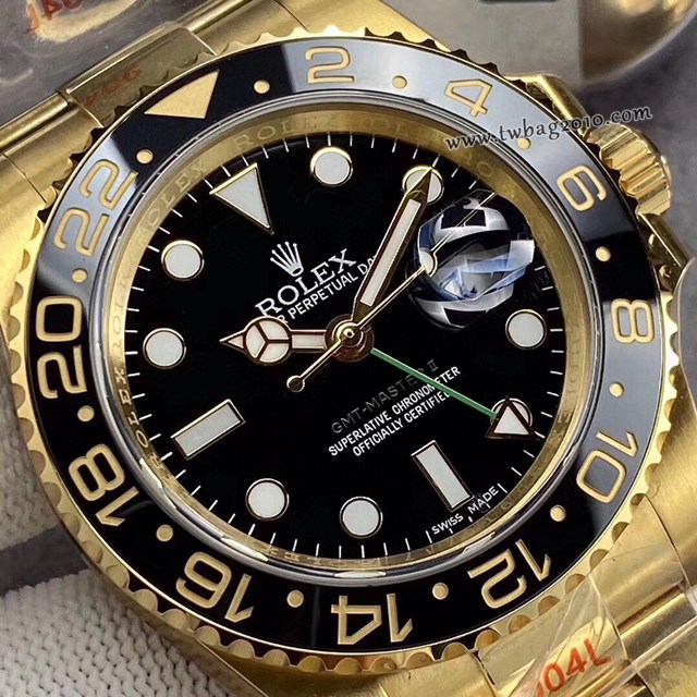 勞力士複刻手錶 Rolex男士腕表 全金黑色陶瓷圈 GMTMASTER格林尼治型環球腕表 126710BLRO-0001  gjs2187